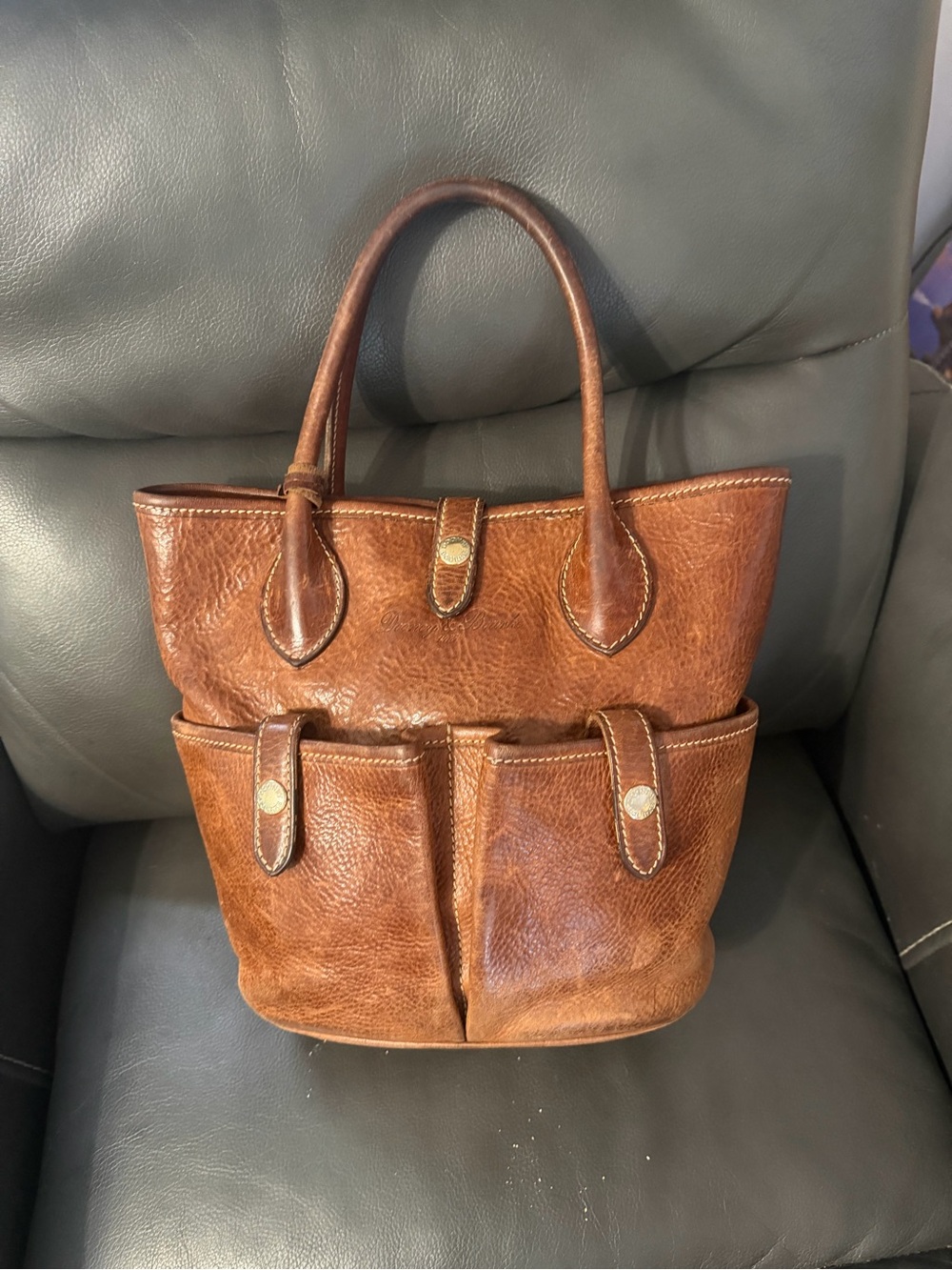 Dooney & Bourke Florentine Vacchetta Leather Front Pocket Tote Bag